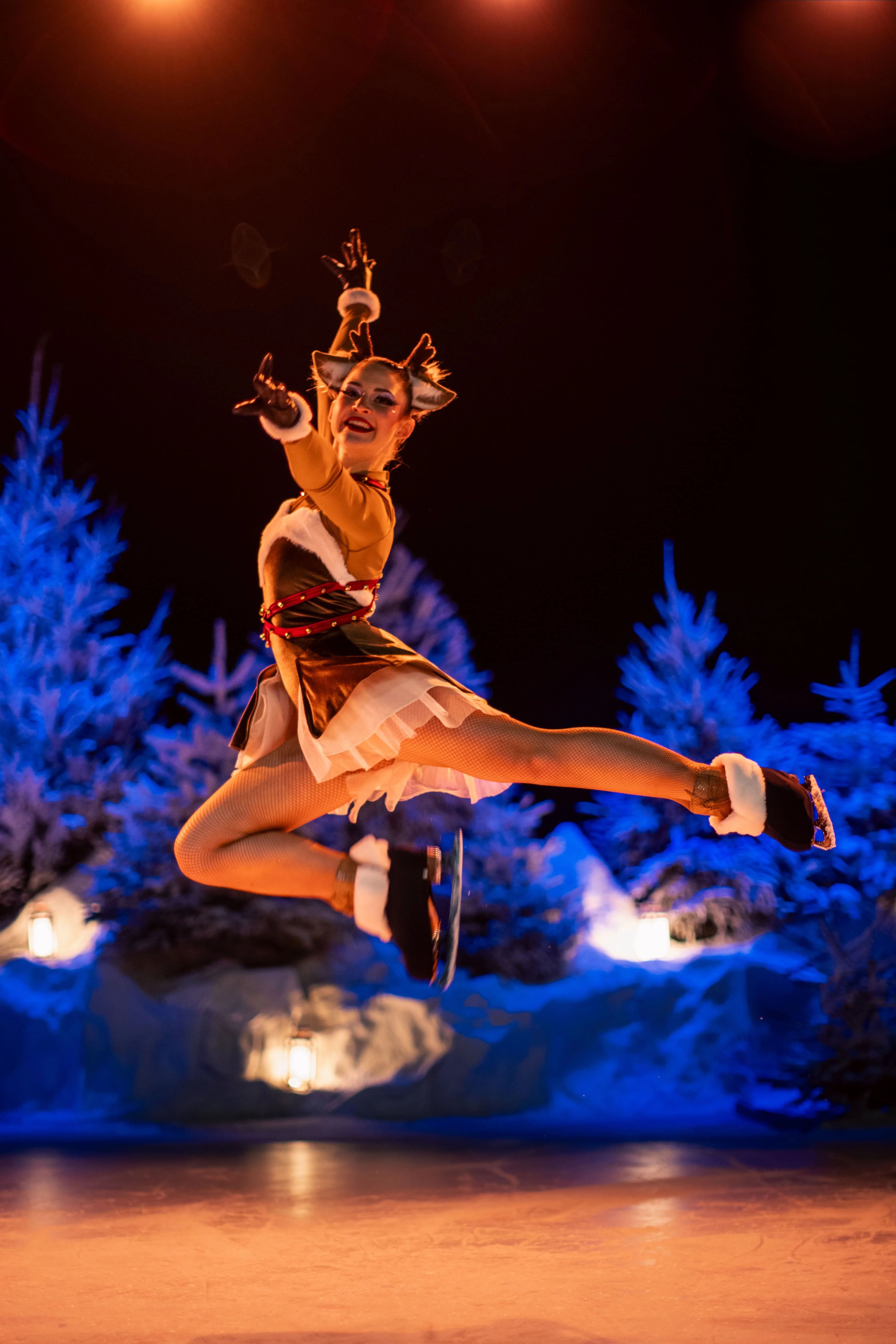 Spectacle Walibi - Acrobates aériens avec jeux de lumières colorées